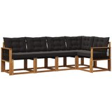 vidaXL Zunanja garnitura za sedenje z blazino 5 pcs Naravna in črna, (5000273139) | Shoptok.si