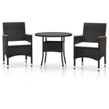  3-dijelni vrtni blagovaonski set od poliratana crni | shoptok.hr
