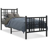 vidaXL Metalni okvir kreveta uzglavlje i podnožje crni 80x200 cm | shoptok.hr