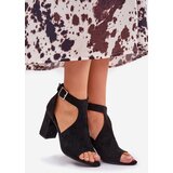 Boto Sandals With Perforated Design On Heel Eco Suede Black Helori | shoptok.hr
