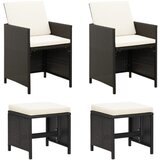Maison Chic Vrtni stoli - Stol za vrt in stolčki 4-delni komplet poli ratan črne barve JS1861, (21876978) | Shoptok.si