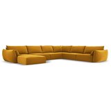 Mazzini Sofas Gorčično rumena žametna kotna sedežna garnitura v obliki črke "U" (desni kot) Vanda – | Shoptok.si