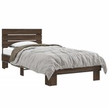 Furnova Posteljni okvir rjav hrast 90x200 cm inženirski les in kovina, (21941884) | Shoptok.si