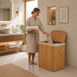 ModernHome košara za rublje od bambusa 150l s 3 pretinca i poklopcem | shoptok.hr