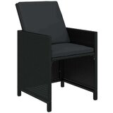  Vrtna garnitura - 7-dijelni vrtni blagovaonski set s jastucima crni od poliratana - Crna Dužina stola 163 cm 6 x fotelja + stol | shoptok.hr