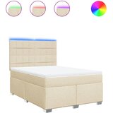  Krevet s oprugama i madracem krem 160x200 cm od tkanine | shoptok.hr