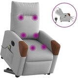 vidaXL Električni masažni naslanjač s funkcijo vstajanja siv blago | Shoptok.si