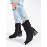 Shelvt Women's black cowboy boots with a ruffled upper | Shoptok.si
