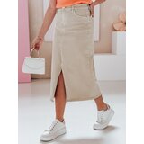 DStreet Spódnica jeansowa maxi TELL ME MAXI beżowa | Shoptok.si