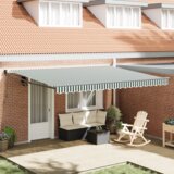 vidaXL Ručna Povlačna Tenda Zelena i Bijela 450x300 cm, Tenda Zamjena Tkanine za Okvir 4.5x3 m Zelena i Bijela | shoptok.hr
