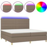  Box spring postelja z vzmetnico LED taupe 200x200 cm blago, (20896328) | Shoptok.si
