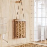 vidaXL Krmilnik za seno za zajce Ø15x25,5 cm iz trdnega lesa jelke | Shoptok.si