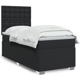vidaXL Box spring postelja z vzmetnico črna 80x200 cm umetno usnje | Shoptok.si
