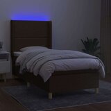  Box spring postelja z vzmetnico LED taupe 90x200 cm blago, (20900076) | Shoptok.si