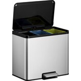EKO koš za smeti s pedalom recycler, jeklo, 27 l, 3-delni zbiralnik, nerjavno jeklo | Shoptok.si