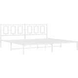vidaXL Kovinski posteljni okvir z vzglavjem bel 200x200 cm, (21038406) | Shoptok.si