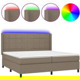 vidaXL Krevet box spring s madracem LED smeđesivi 200x200 cm tkanina Cijene