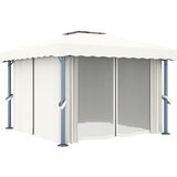  Sjenica sa zastorom 3 x 3 m krem bijela aluminijska | shoptok.hr