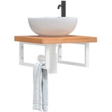  Zidna polica za Lavabo - Umivaonik od čelika i masivne bukovine - tamno smeđe i bijele boje 50 x 50 x 4 cm 1 Pravokutno | shoptok.hr
