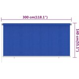  Vanjska roleta za zamračivanje 300 x 140 cm plava HDPE | Shoptok.si
