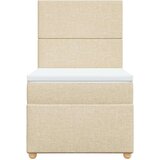 vidaXL Box spring postelja z vzmetnico krem 90x200 cm blago | Shoptok.si