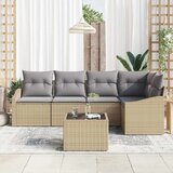  Sjedeća garnitura za vrt 6 kom. Bež i svijetlo siva poliratan 233,5 x 123,5 x 85 cm | shoptok.hr
