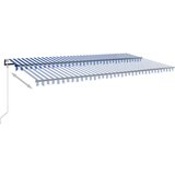 vidaXL avtomatska tenda LED + senzor 600x350 cm modra in bela | Shoptok.si
