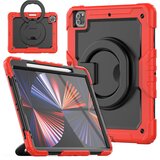 NIKCORP Ovitek za iPad Pro 11 s 360-stopinjskim stojalom, držalom za pisalo in ročajem, trislojna zaščita pred udarci, rdeč, (5000139093) | Shoptok.si