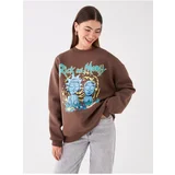 LC Waikiki Women's Crew Neck Rick and Morty Printed Long Sleeve Oversize Sweatshirt