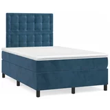 vidaXL Box spring postelja z vzmetnico temno moder 120x190 cm žamet