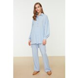 Trendyol Blue Shirt Collar Back Long Wide Leg Woven Bottom-Top Suit Cijene