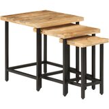  The Living Store Komplet klubskih mizic 3 kosi trden mangov les in železo - Komplet Klubskih Mizic, (21448215) | Shoptok.si