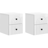  Stenski nočni omarici 2 pcs Bela visok sijaj 33 x 34,5 x 40 cm, (5000209524) | Shoptok.si