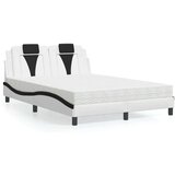 vidaXL Postelja z vzmetnico bela in črna 140x200 cm umetno usnje, (21111631) | Shoptok.si