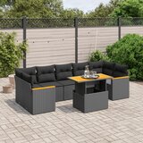 Maison Chic Seti vrtnega pohištva - Vrtna garnitura - Vrtni pohištvo set 8-delna z blazinami črn poli ratan, (21800757) | Shoptok.si