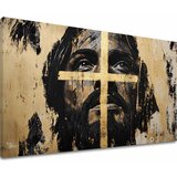  Jezus Odrešenik z zlatim križem | Poslikano z akrilom in zlatimi lističi | Shoptok.si