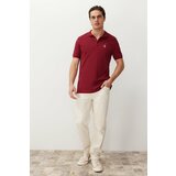Trendyol Claret Red Men's Regular Cut 100% Cotton Embroidered Polo Neck T-shirt cene