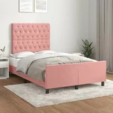 Okvir za krevet s uzglavljem ružičasti 120 x 200 cm baršunasti
