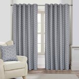 HOMESCAPES Siva geometrijska žakardna zavesa Blackout Eyelet, par, 117x137 cm, (20749663) | Shoptok.si
