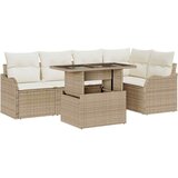  Blagovaonski set s jastukom 6 pcs Bež Poli ratan | shoptok.hr