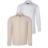 Dewberry DUAL SET G726 MENS SHIRTS-WHITE-BEIGE | shoptok.hr