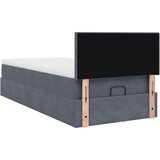 vidaXL Otomanski posteljni okvir z vzmetnico siv 90x200 cm žamet | Shoptok.si