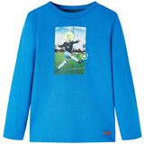 vidaXL Otroška majica z dolgimi rokavi potisk nogometaša kobaltno modra 92 | Shoptok.si