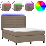  Box spring postelja z vzmetnico LED taupe 140x200 cm blago, (20901980) | Shoptok.si