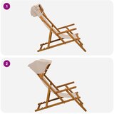  Ležaljka 4 pcs 3 Pozicija Čvrsto drvo eukaliptusa Bež - Bež 2x ležaljka + 2x podmetalo | shoptok.hr