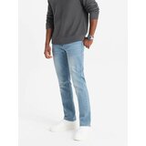 Ombre Spodnie męskie jeansowe STRAIGHT LEG - jasnoniebieskie cene