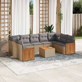 vidaXL 10-dijelni set vrtnih sofa s jastucima bež od poliratana | shoptok.hr