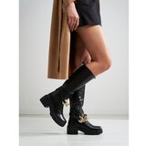 TRENDI black women's boots on a thick sole made of eco leather Cene