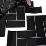  Pločica riblja kost 10 pcs Crna 30 x 30 cm Poliuretan i PET | shoptok.hr