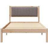 vidaXL Posteljni okvir z oblazinjenim vzglavjem Taupe 100 x 200 cm | Shoptok.si